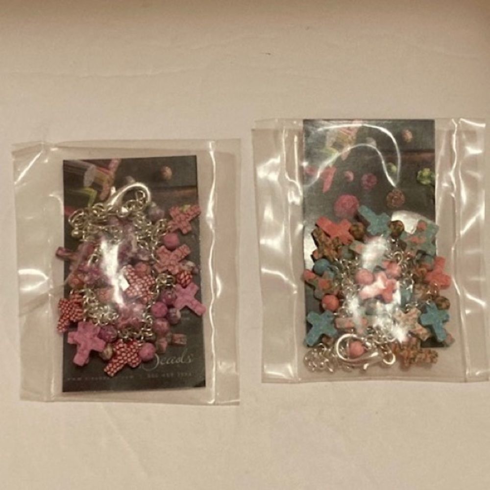 NEW SEALED Lot of 2 Cluster Cross Bracelets by Viva Beads